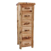 Beartooth Aspen 6 Drawer Log Chest - 27" - Flat Fronts - Wild Panel & Natural Log