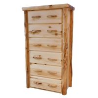 Beartooth Aspen 6 Drawer Log Chest - 33" - Flat Fronts - Natural Panel & Natural Log