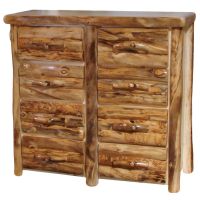 Beartooth Aspen 8 Drawer Log Dresser - 48" - Half Log Fronts - Natural Panel & Natural Log