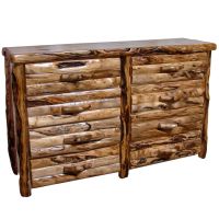 Beartooth Aspen 8 Drawer Log Dresser - 72" - Half Log Fronts - Natural Panel & Gnarly Log