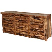 Beartooth Aspen 9 Drawer Log Dresser - 84" - Half Log Fronts - Wild Panel & Gnarly Log