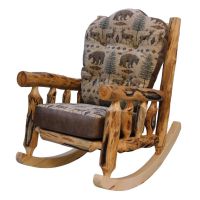 Beartooth Aspen Comfort Upholstered Log Rocking Chair - Gnarly Log - Ottawa Sand Main Upholstery