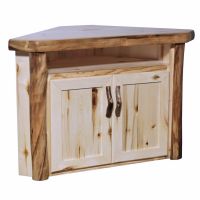 Beartooth Aspen Corner Log TV Cabinet - Flat Front - 39" - Natural Panel & Natural Log