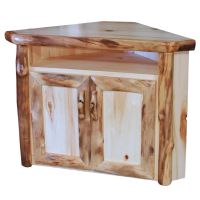 Beartooth Aspen Corner Log TV Cabinet - Log Front - 39" - Natural Panel & Natural Log