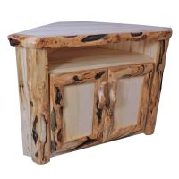 Beartooth Aspen Corner Log TV Cabinet - Log Front - 39" - Natural Panel & Gnarly Log