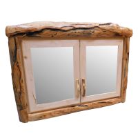 Beartooth Aspen Double Door Log Medicine Cabinet - Flat Front - 42"W - Natural Panel & Gnarly Log