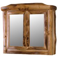 Beartooth Aspen Double Door Log Medicine Cabinet - Log Front - 36"W - Natural Panel & Natural Log