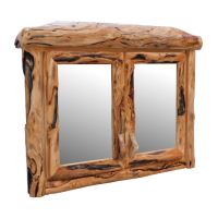 Beartooth Aspen Double Door Log Medicine Cabinet - Log Front - 42"W - Natural Panel & Gnarly Log