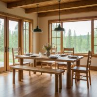Handcrafted Log Furniture: Some lifestyle images are created with AI for visualization purposes. Crafted from natural solid wood, each piece is unique and will vary.