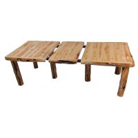 Beartooth Aspen Four Post Log Dining Table - 72" - Wild Panel & Gnarly Log - Liquid Glass Table Top Finish - Extension Table