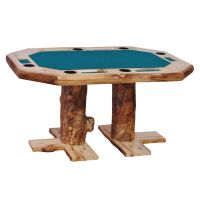 Beartooth Aspen Grande Log Poker Table - 60" - Natural Panel & Natural Log - Green Felt