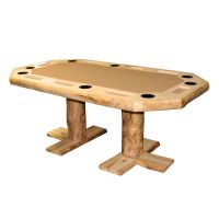 Beartooth Aspen Grande Log Poker Table - 72" - Natural Panel & Natural Log - Tan Felt