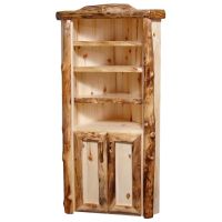 Beartooth Aspen Legacy Corner Log Cabinet - 33" - Half Log Front - Natural Panel & Natural Log