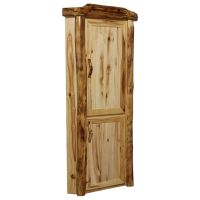 Beartooth Aspen Legacy Corner Log Storage Cabinet - 33" - Flat Fronts - Wild Panel & Natural Log - Hinge Right