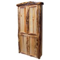 Beartooth Aspen Legacy Corner Log Storage Cabinet - 39" - Half Log Fronts - Wild Panel & Gnarly Log