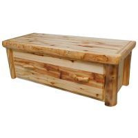 Beartooth Aspen Log Bench Chest - Flat Front - 48" - Wild Panel & Natural Log