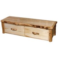 Beartooth Aspen Log Bench Chest - Flat Front - 60" - Natural Panel & Natural Log