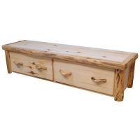Beartooth Aspen Log Bench Chest - Flat Front - 72" - Natural Panel & Natural Log