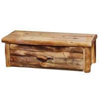 Beartooth Aspen Log Bench Chest - Half Log Front - 48" - Natural Panel & Natural Log