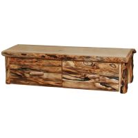 Beartooth Aspen Log Bench Chest - Half Log Front - 60" - Natural Panel & Gnarly Log