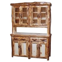 Beartooth Aspen Log Buffets & Hutches - Log Front - 60" - Natural Panel & Gnarly Log