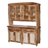 Beartooth Aspen Log Buffets & Hutches - Log Front - 72" - Natural Panel & Natural Log