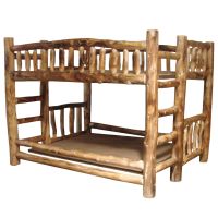 Beartooth Aspen Log Bunk Bed - Queen over Queen - Natural Log