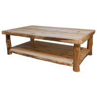 Beartooth Aspen Log Coffee Table - 60" - Natural Panel & Natural Log - Standard Table Top Finish