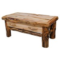 Beartooth Aspen Log Storage Coffee Table - 42" - Wild Panel & Gnarly Log - No Shelf