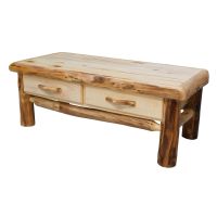 Beartooth Aspen Log Storage Coffee Table - 48" - Natural Panel & Natural Log - No Shelf