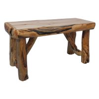 Beartooth Aspen Log Bench - 36" - Natural Panel & Gnarly Log