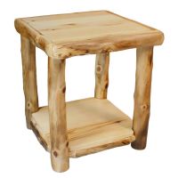 Beartooth Aspen Log End Table - 24" - Natural Panel & Natural Log - Standard Table Top Finish