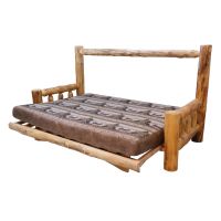 Beartooth Aspen Log Futon - Queen - Natural Log - Balsam Lake Dawn Main Upholstery