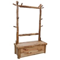 Beartooth Aspen Log Hall Tree Bench - Flat Front - 48" - Wild Panel & Natural Log