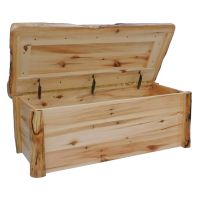 Beartooth Aspen Log Hope Chest - 48" - Flat Front - Natural Panel & Gnarly Log - Open View