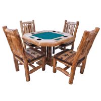 Beartooth Aspen Log Poker Table - 42" - Natural Panel & Natural Log - Green Felt