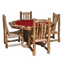 Beartooth Aspen Log Poker Table - 60" - Wild Panel & Gnarly Log - Red Felt