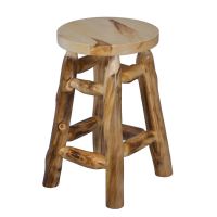 Beartooth Aspen Swivel Log Pub Stool - 24" (Counter Height) - Natural Panel & Natural Log