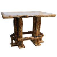 Beartooth Aspen Log Pub Table - 60"L x 42"W x 42"H - Wild Panel & Gnarly Log - Added Footrest - Standard Table Top Finish