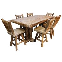Beartooth Aspen Log Pub Table - 60"L x 42"W x 36"H - Wild Panel & Natural Log - Standard Table Top Finish