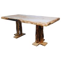 Beartooth Aspen Log Pub Table - 84"L x 42"W x 36"H - Wild Panel & Gnarly Log - Standard Table Top Finish