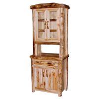 Beartooth Aspen Log Server & Hutch - Flat Front - 33" - Wild Panel & Natural Log