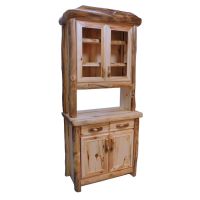 Beartooth Aspen Log Server & Hutch - Flat Front - 39" - Natural Panel & Natural Log
