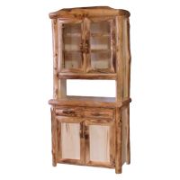 Beartooth Aspen Log Server & Hutch - Log Front - 39" - Natural Panel & Natural Log