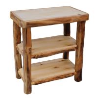 Beartooth Aspen Log Sofa Table - 36" - Natural Panel & Natural Log - Extra Shelf
