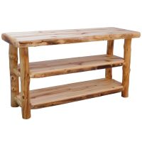Beartooth Aspen Log Sofa Table - 72" - Wild Panel & Natural Log - Extra Shelf