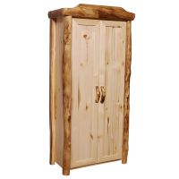 Beartooth Aspen Log Wardrobe - Flat Front Doors - Natural Panel & Natural Log
