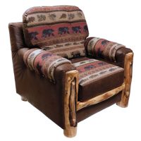 Beartooth Aspen Mountain Comfort Upholstered Chair - Gnarly Log - Dakota Brandy Accent Fabric & River Run Wine Main Fabric