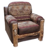 Beartooth Aspen Mountain Comfort Upholstered Chair - Gnarly Log - Dakota Brandy Accent Fabric & Vail Harvest Main Fabric