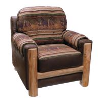 Beartooth Aspen Mountain Comfort Upholstered Chair - Natural Log - Dakota Brandy Accent Fabric & Sundancer Quartz Main Fabric